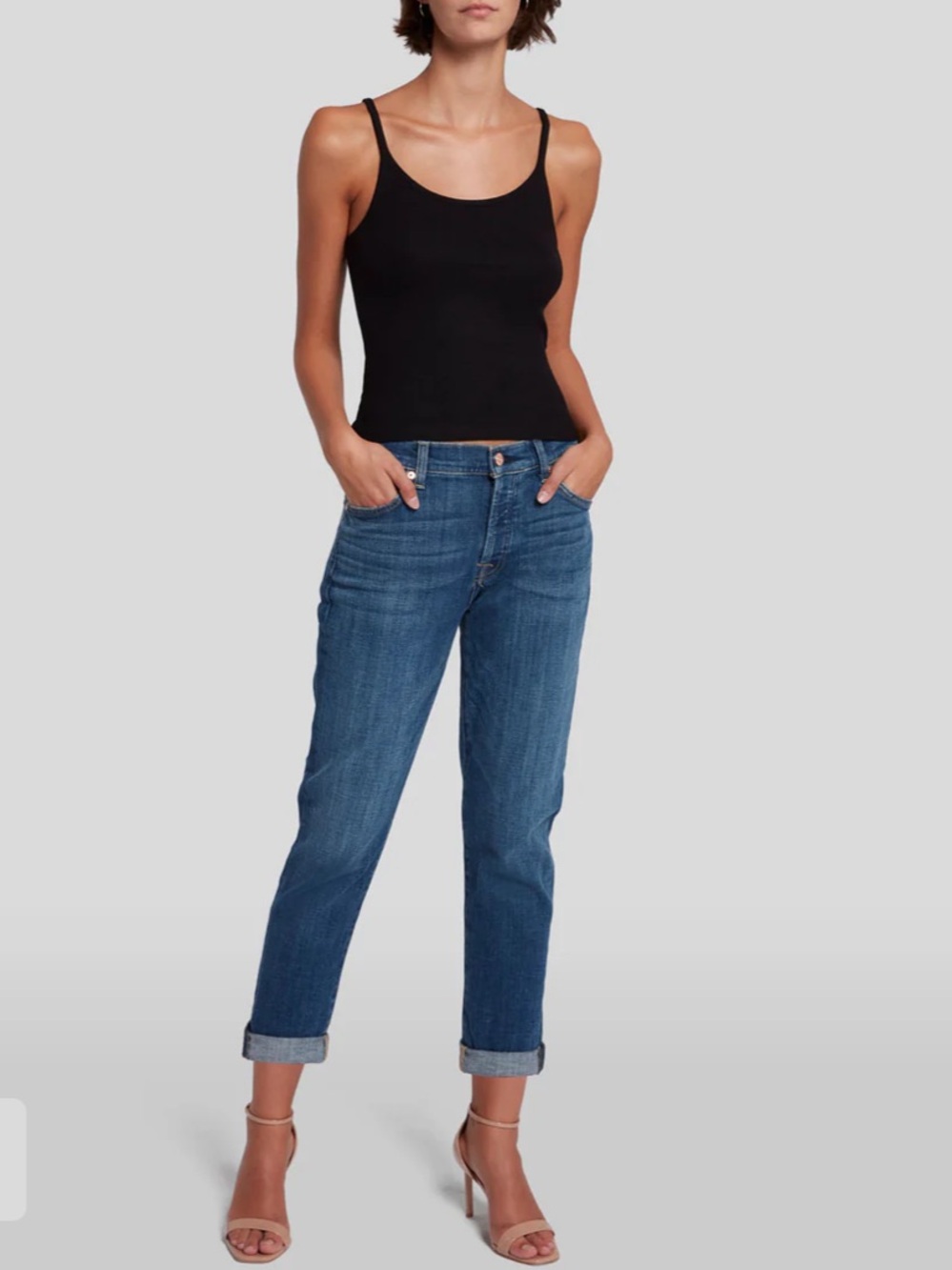 7 For All Mankind Josephina Skinny Boyfriend High Waist Button Fly Jeans